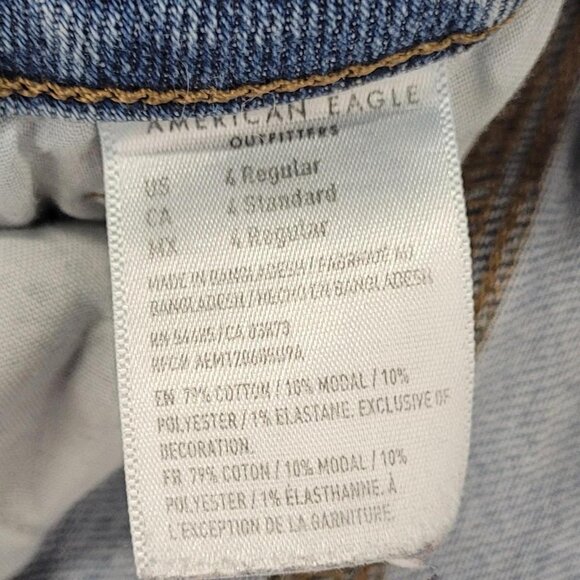 American Eagle Women’s 4 Regular Ripped Blue Jeans Distressed Casual - Picture 2 of 6